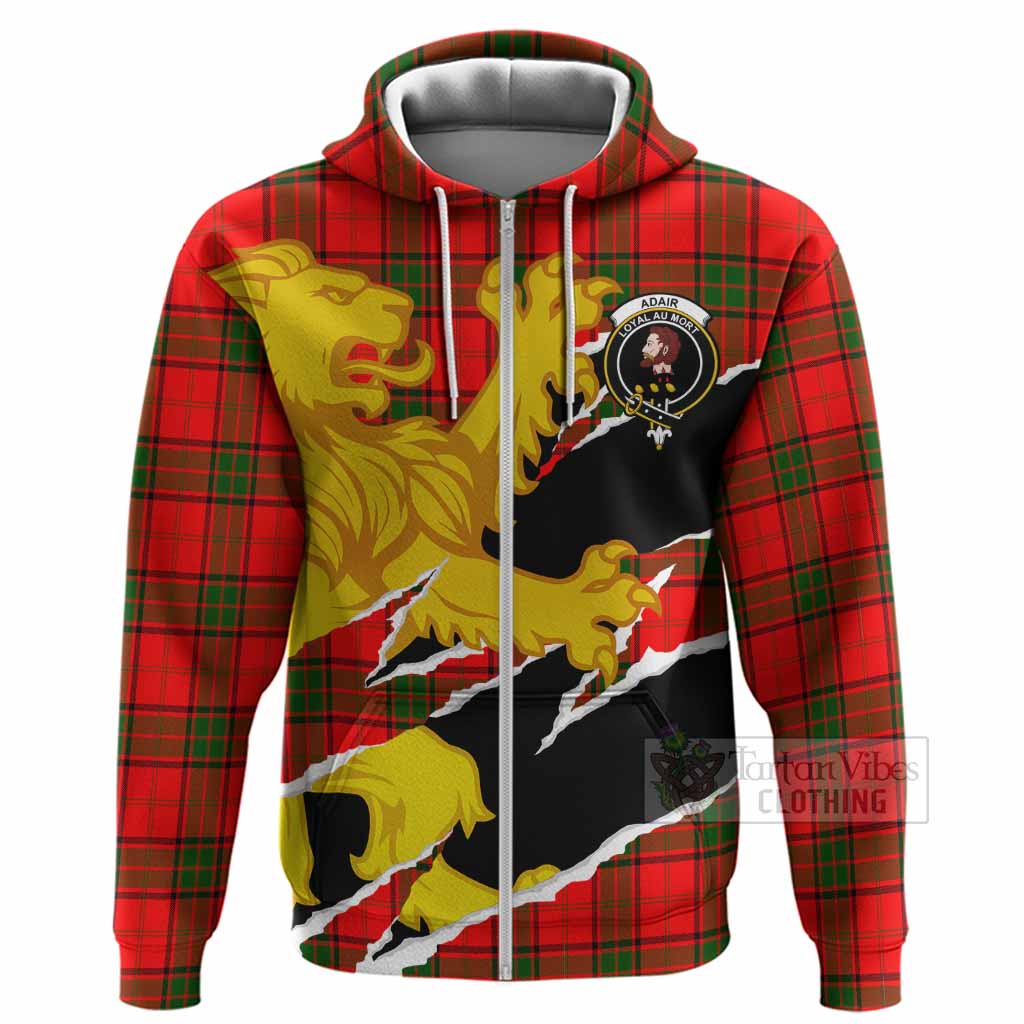 Adair Tartan Crest Scottish Hoodie Heraldic Golden Lion