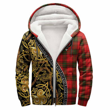 Adair Tartan Crest Sherpa Hoodie Celtic Knot and Triple Trickle Spiral Symbols