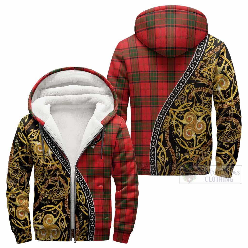 Adair Tartan Crest Sherpa Hoodie Celtic Knot and Triple Trickle Spiral Symbols