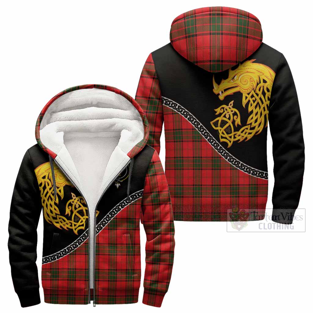 Adair Tartan Crest Sherpa Hoodie Legendary Dragon Knot Half Style