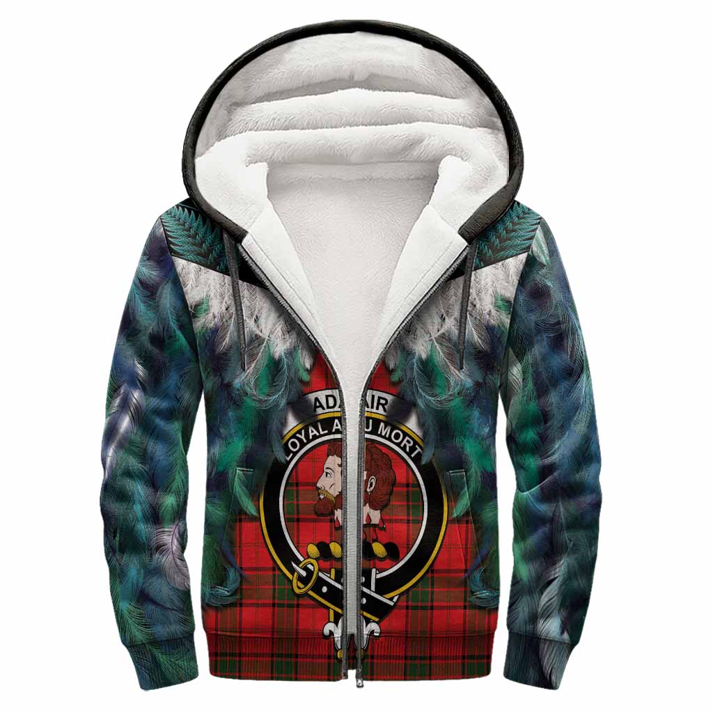 Adair Tartan Crest Sherpa Hoodie New Zealand Maori Korowai Cloak