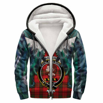 Adair Tartan Crest Sherpa Hoodie New Zealand Maori Korowai Cloak