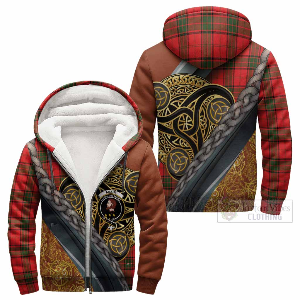 Adair Tartan Crest Sherpa Hoodie Scottish Triskele Celtic