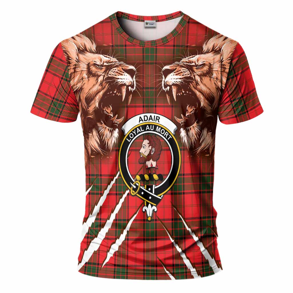 Adair Tartan Crest T-Shirt Ferocious Lion Style
