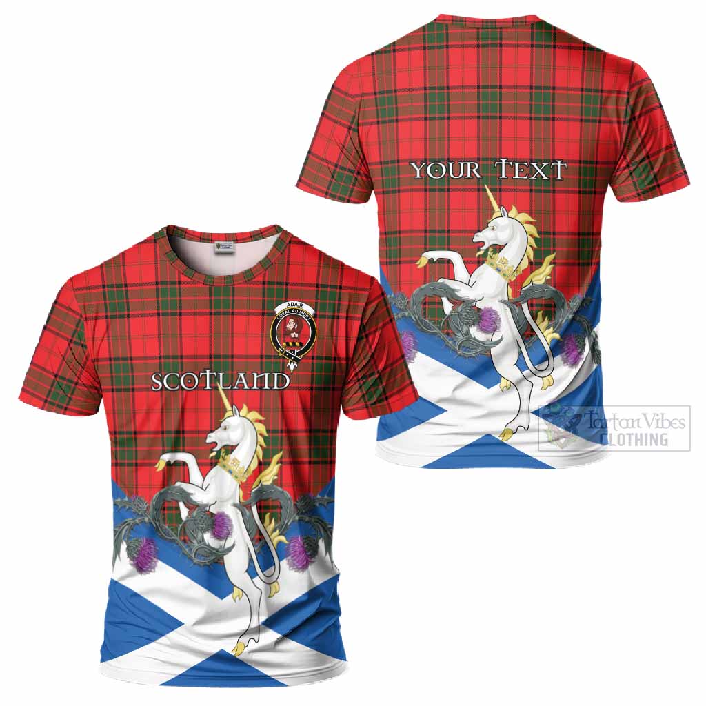 Adair Tartan Crest T-Shirt Scottish Unicorn With Thistle