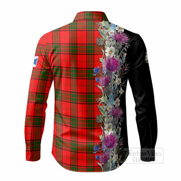 Adair Tartan Crest Thistle Floral Long Sleeve Button Shirts