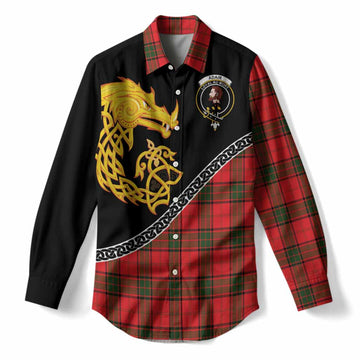 Adair Tartan Crest Women Casual Shirt Legendary Dragon Knot Half Style