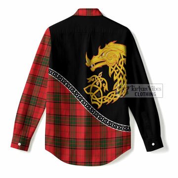 Adair Tartan Crest Women Casual Shirt Legendary Dragon Knot Half Style