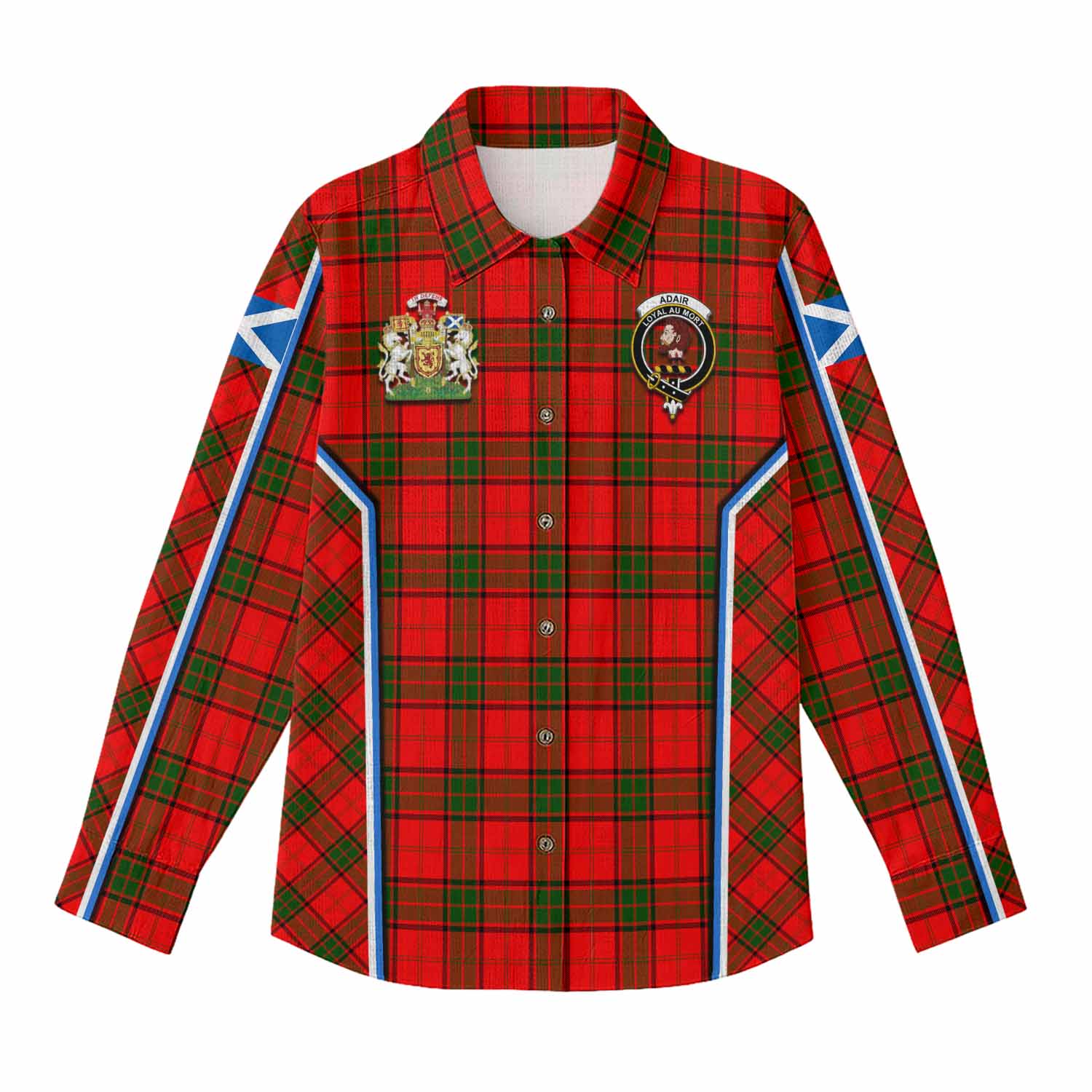 Adair Tartan Crest Women Casual Shirt Scotland Coat of Arm Flag Style - Tartan Vibes Clothing