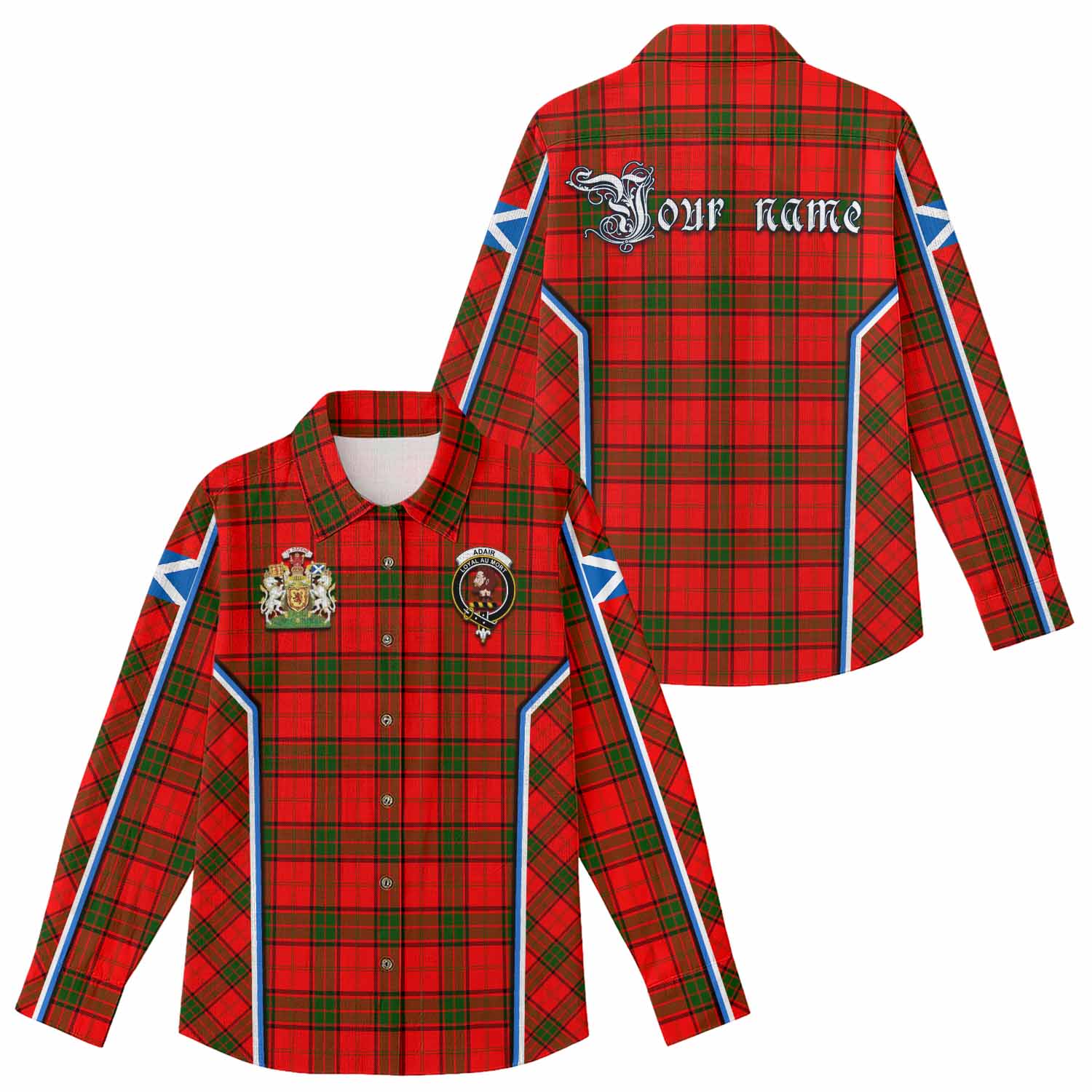 Adair Tartan Crest Women Casual Shirt Scotland Coat of Arm Flag Style - Tartan Vibes Clothing