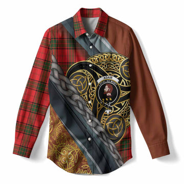 Adair Tartan Crest Women Casual Shirt Scottish Triskele Celtic