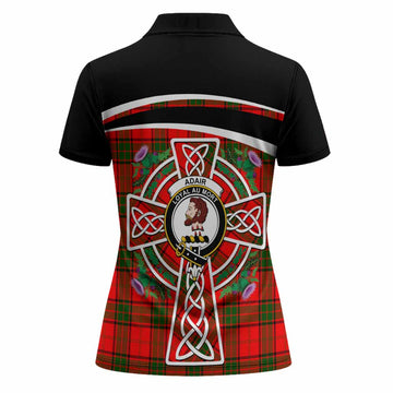 Adair Tartan Crest Women Polo Shirt Scottish Thistle Celtic Cross Alba Gu Brath