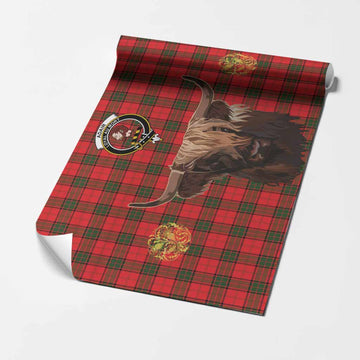 Adair Tartan Crest Wrapping Paper Scotland Heilan Coo Tartan Seamless Style