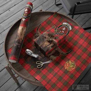 Adair Tartan Crest Wrapping Paper Scotland Heilan Coo Tartan Seamless Style