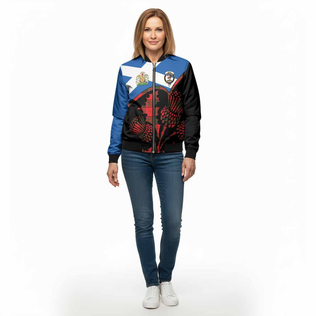 Adair Tartan Family Crest Bomber Jacket Scotland Thistle Floral Flag Style