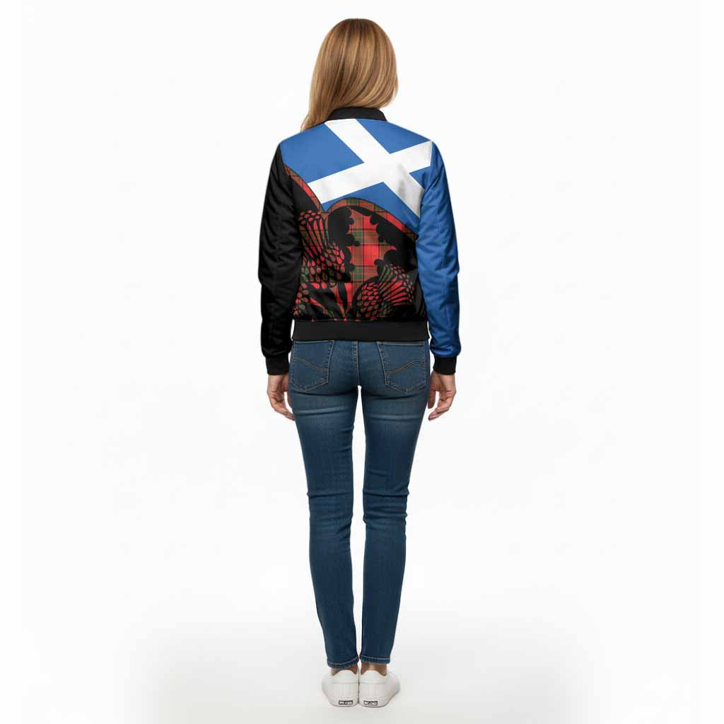 Adair Tartan Family Crest Bomber Jacket Scotland Thistle Floral Flag Style