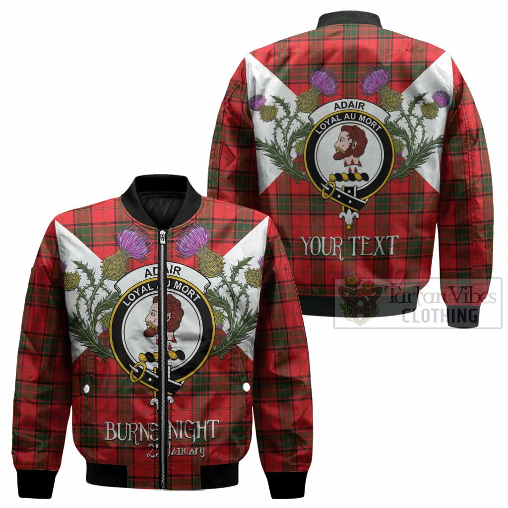 Adair Tartan Family Crest Bomber Jacket Scottish Burns Night Thistle Floral