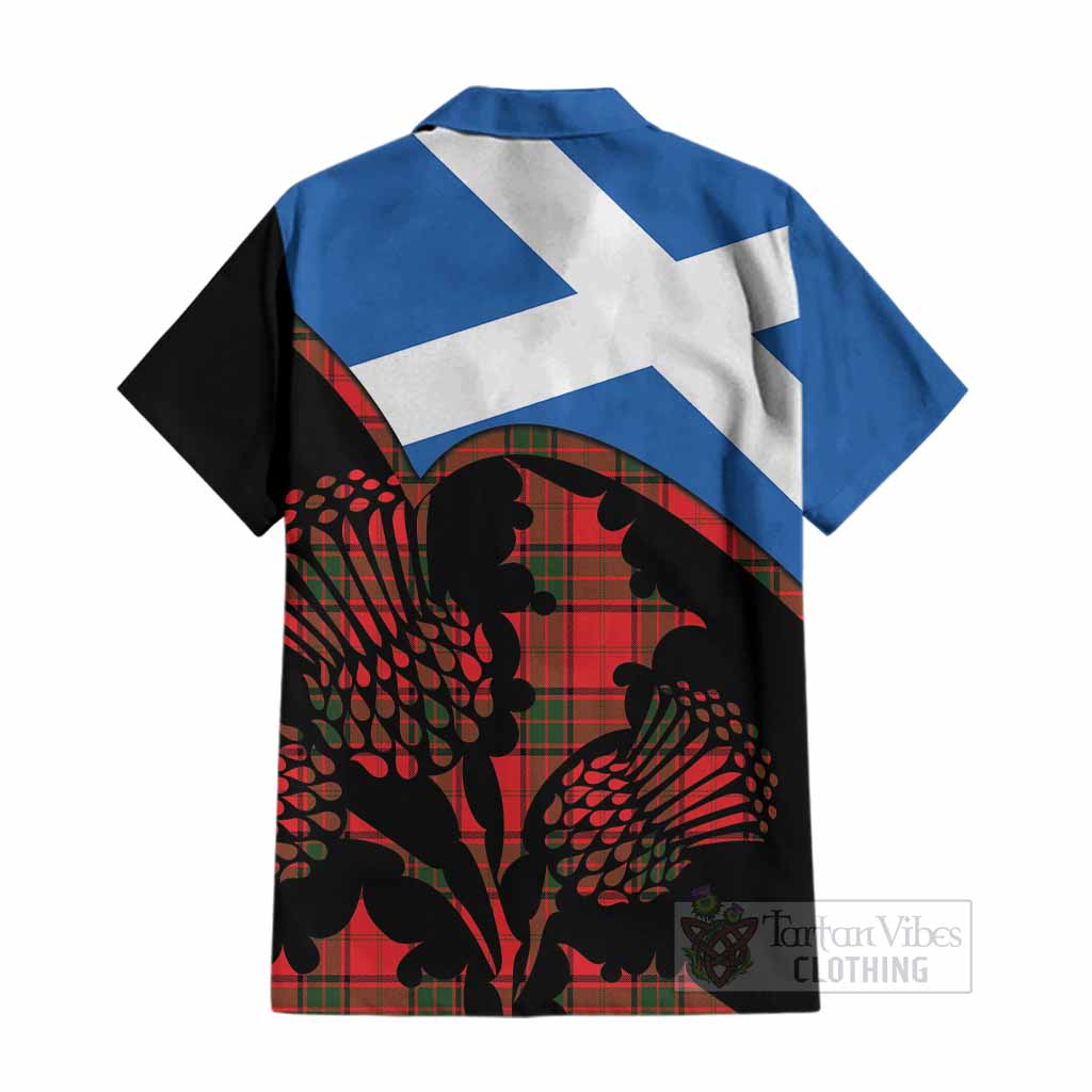 Adair Tartan Family Crest Cotton Hawaiian Shirt Scotland Thistle Floral Flag Style