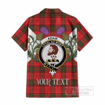 Adair Tartan Family Crest Cotton Hawaiian Shirt Scottish Burns Night Thistle Floral