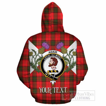 Adair Tartan Family Crest Cotton Hoodie Scottish Burns Night Thistle Floral