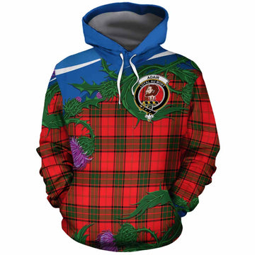 Adair Tartan Family Crest Cotton Hoodie Thistle in Minimalism
