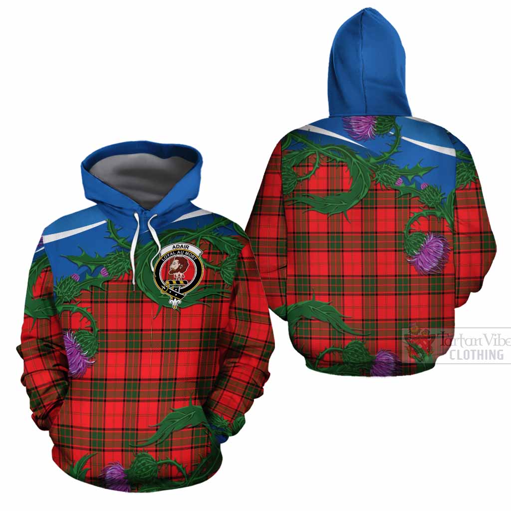 Adair Tartan Family Crest Cotton Hoodie Thistle in Minimalism