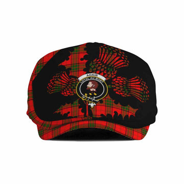 Adair Tartan Family Crest Flat Cap, Jeff Cap Scotland Thistle Floral