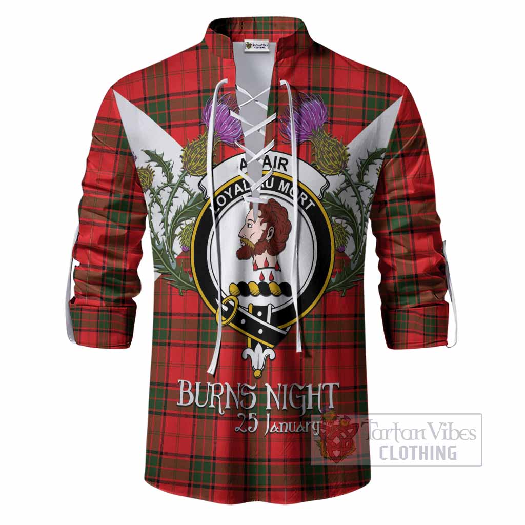 Adair Tartan Family Crest Ghillie Shirt Scottish Burns Night Thistle Floral