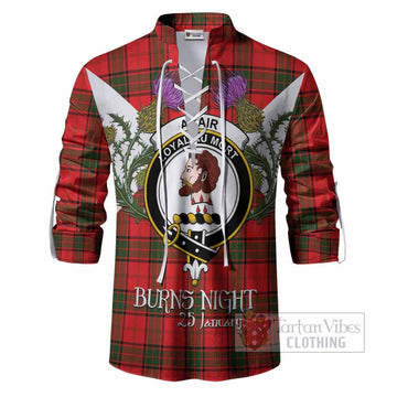 Adair Tartan Family Crest Ghillie Shirt Scottish Burns Night Thistle Floral
