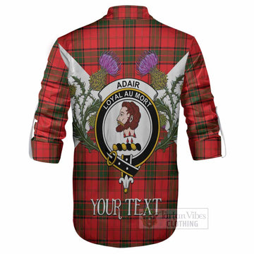 Adair Tartan Family Crest Ghillie Shirt Scottish Burns Night Thistle Floral