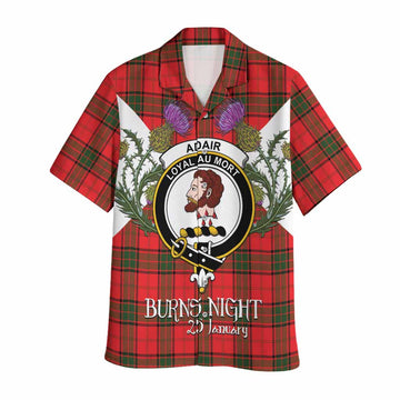 Adair Tartan Family Crest Hawaiian Shirt Scottish Burns Night Thistle Floral