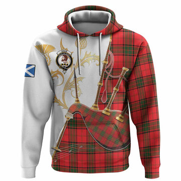 Adair Tartan Family Crest Hoodie Bagpipes with Scottish Thistle