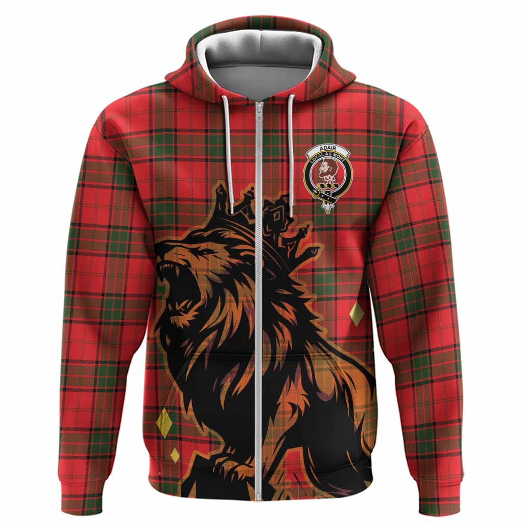 Adair Tartan Family Crest Hoodie Crowned Lion Roaring