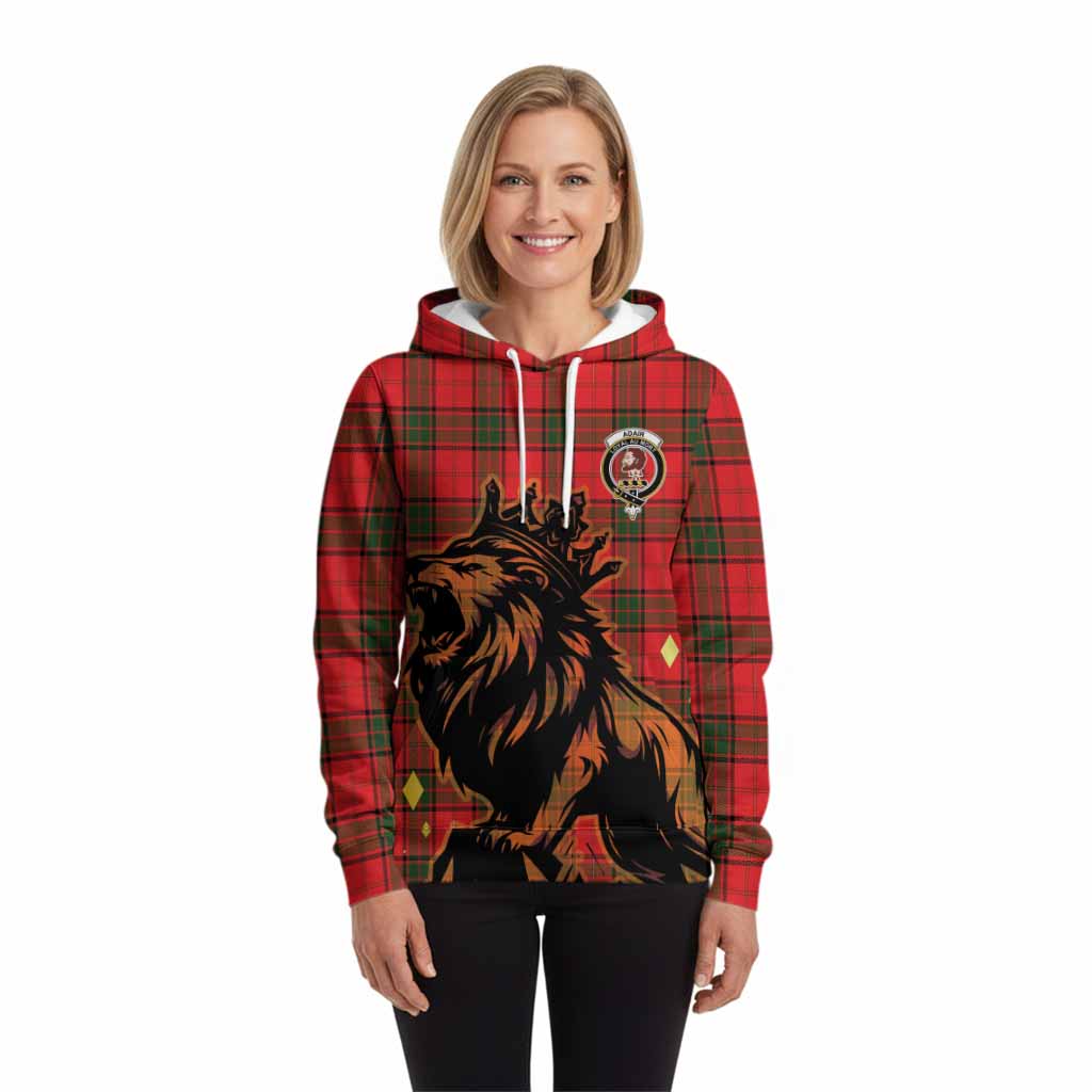 Adair Tartan Family Crest Hoodie Crowned Lion Roaring