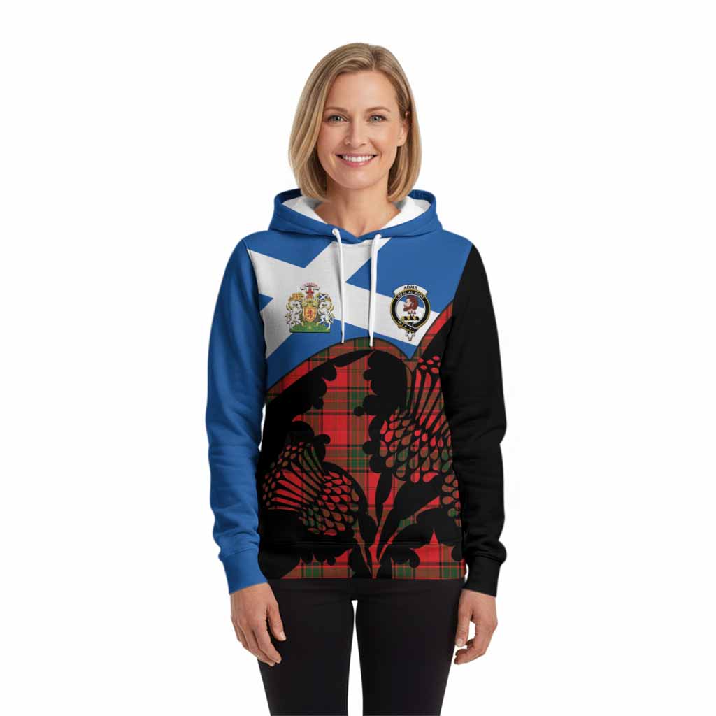 Adair Tartan Family Crest Hoodie Scotland Thistle Floral Flag Style