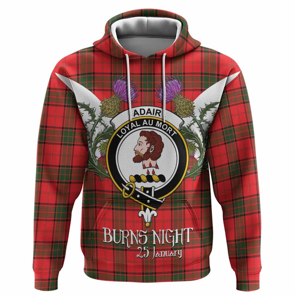 Adair Tartan Family Crest Hoodie Scottish Burns Night Thistle Floral