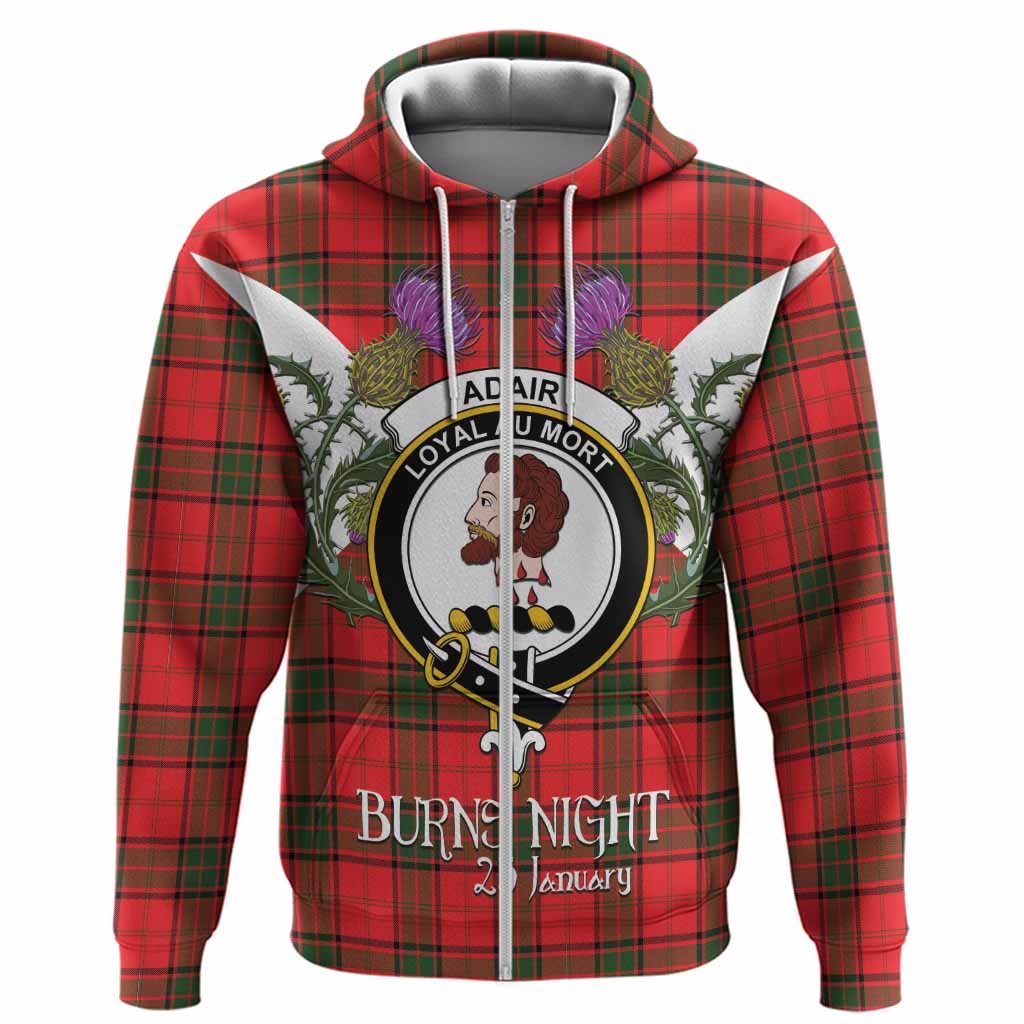 Adair Tartan Family Crest Hoodie Scottish Burns Night Thistle Floral