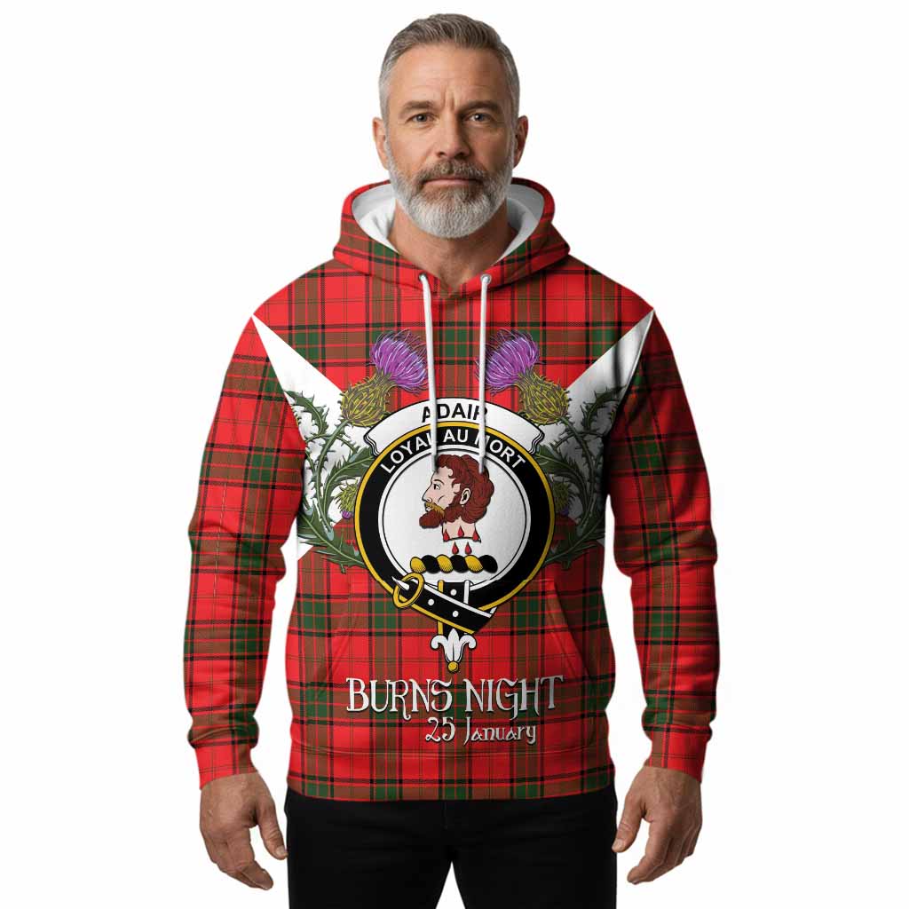 Adair Tartan Family Crest Hoodie Scottish Burns Night Thistle Floral