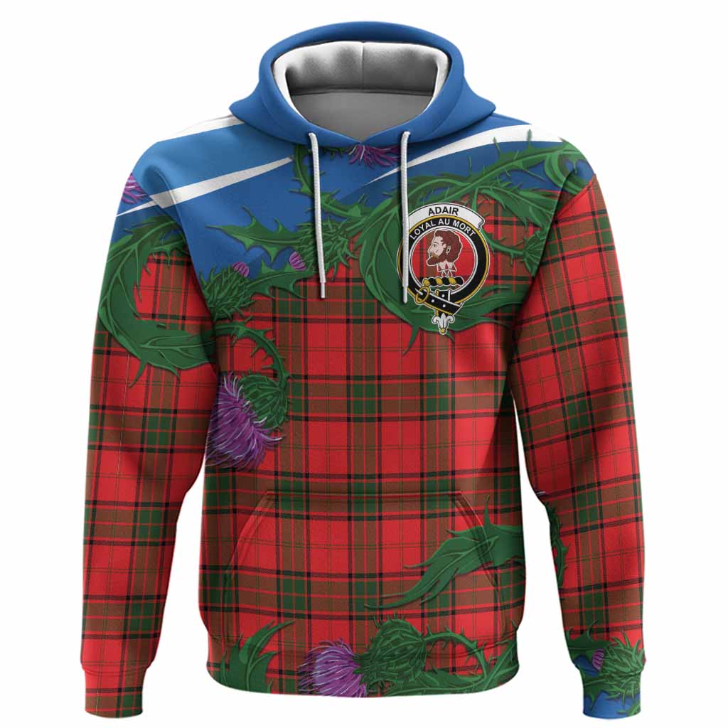 Adair Tartan Family Crest Hoodie Thistle in Minimalism