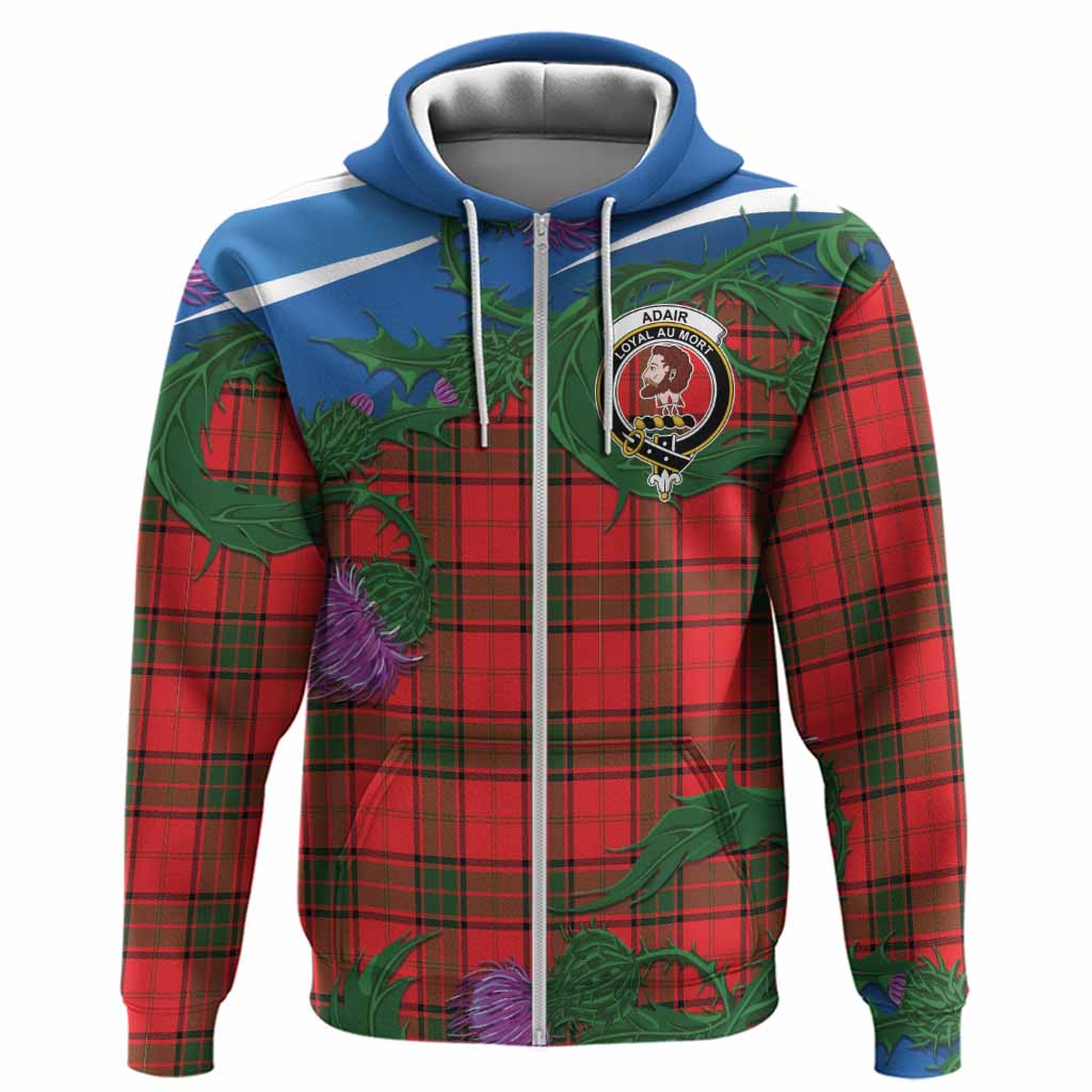 Adair Tartan Family Crest Hoodie Thistle in Minimalism
