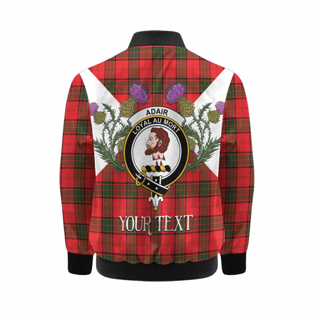 Adair Tartan Family Crest Kid Bomber Jacket Scottish Burns Night Thistle Floral