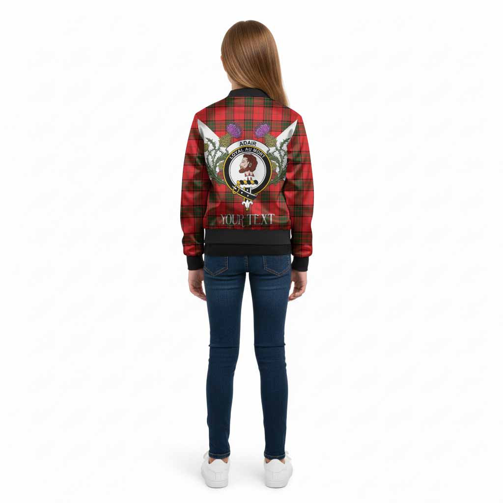 Adair Tartan Family Crest Kid Bomber Jacket Scottish Burns Night Thistle Floral
