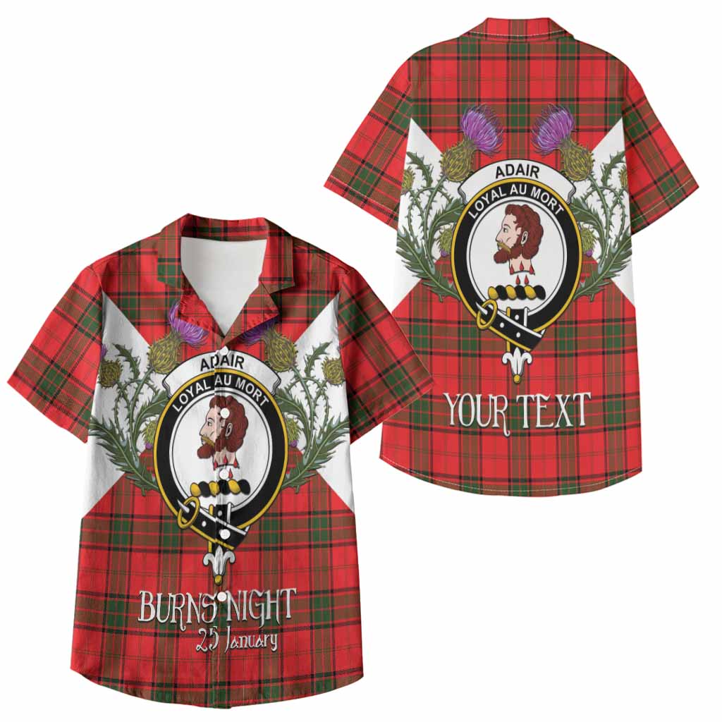 Adair Tartan Family Crest Kid Hawaiian Shirt Scottish Burns Night Thistle Floral