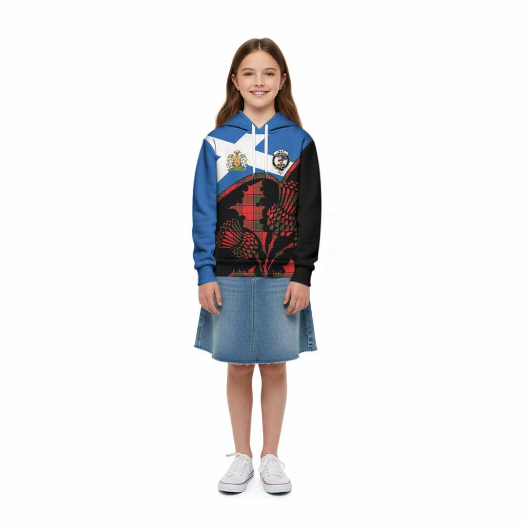 Adair Tartan Family Crest Kid Hoodie Scotland Thistle Floral Flag Style