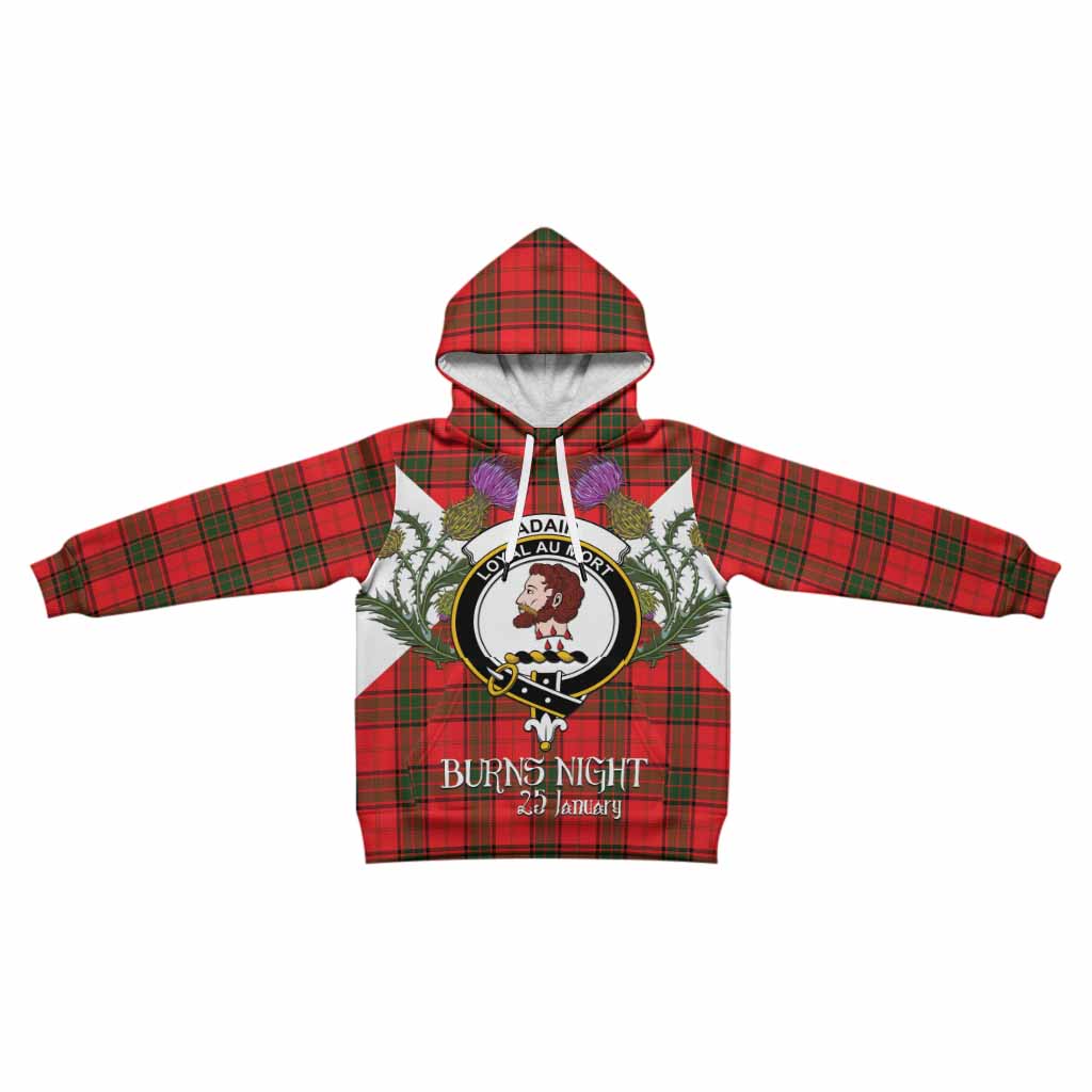 Adair Tartan Family Crest Kid Hoodie Scottish Burns Night Thistle Floral