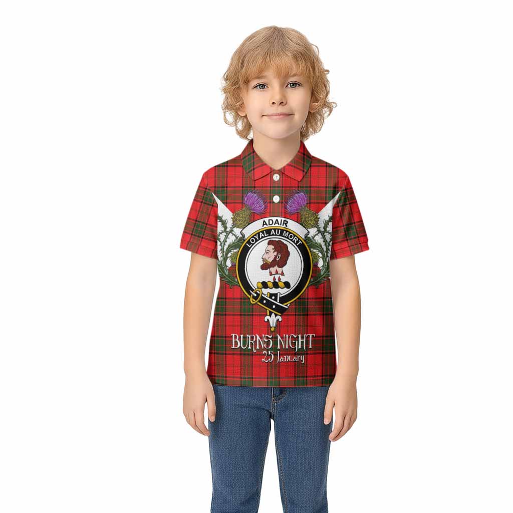 Adair Tartan Family Crest Kid Polo Shirt Scottish Burns Night Thistle Floral