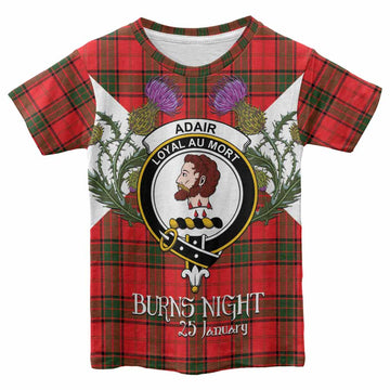 Adair Tartan Family Crest Kid T-shirt Scottish Burns Night Thistle Floral