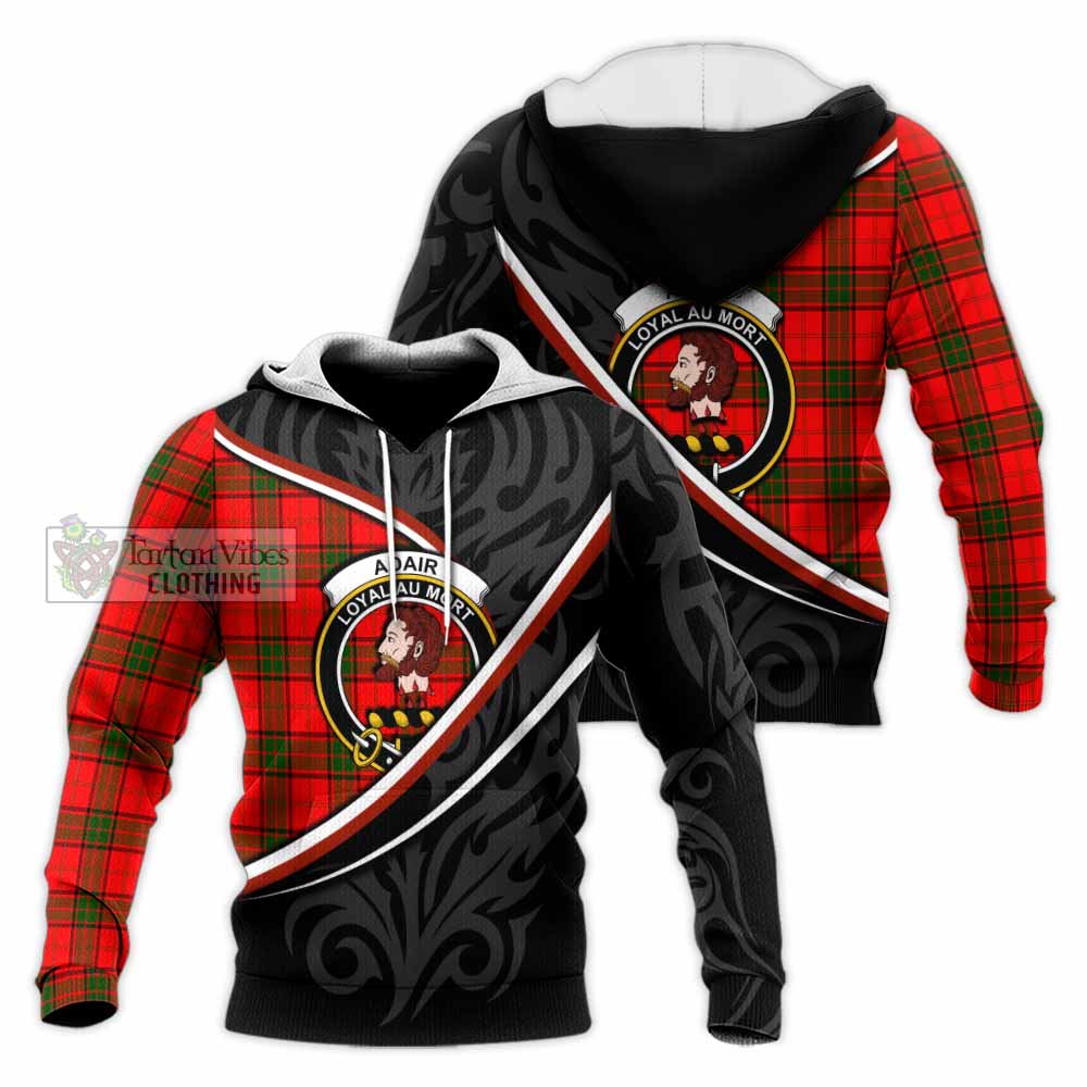 Adair Tartan Family Crest Knitted Hoodie Celtic Scottish Thistle Floral - Tartan Vibes Clothing