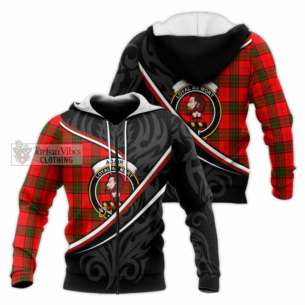 Adair Tartan Family Crest Knitted Hoodie Celtic Scottish Thistle Floral - Tartan Vibes Clothing