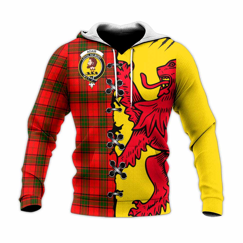 Adair Tartan Family Crest Knitted Hoodie Lion Rampant Honor - Tartan Vibes Clothing